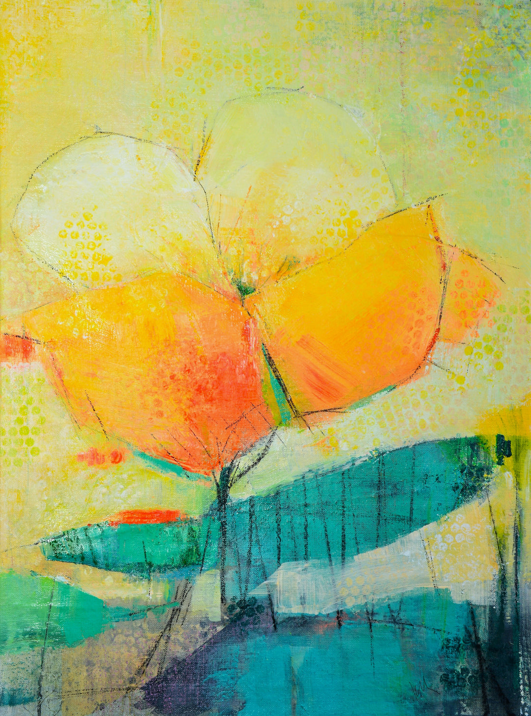 Resin coated original floral art
