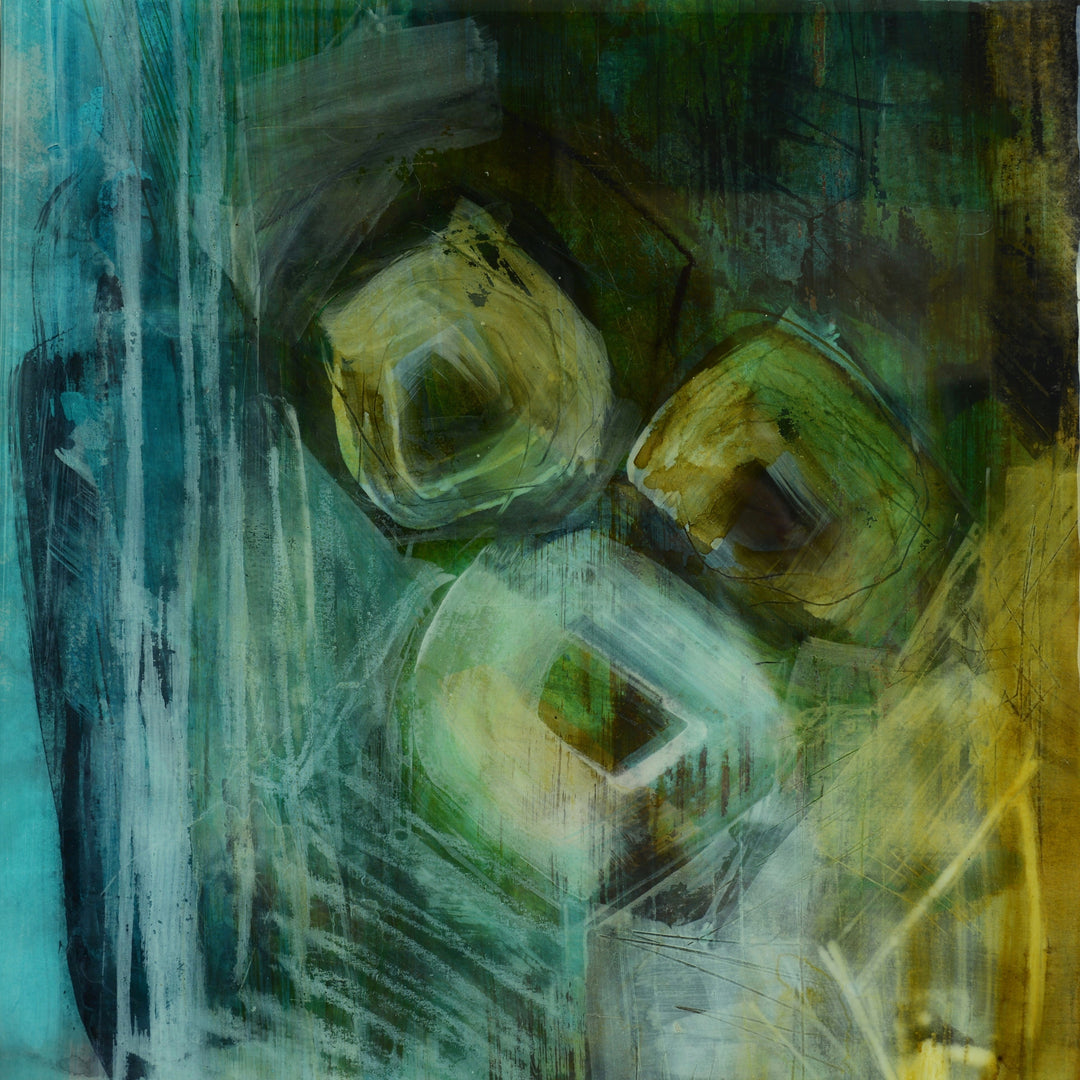 Abstract art with green and brown tones